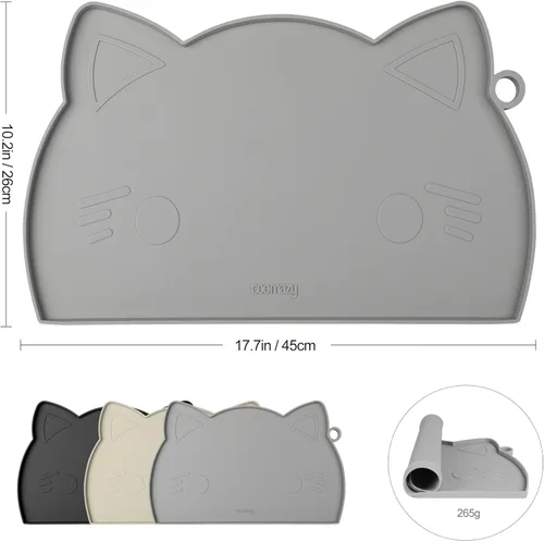Miniatura 2 de Coomazy Tapete de silicona antideslizante más grueso para perros con borde elevado, impermeable, evita derrames de alimentos y escorrentía de agua