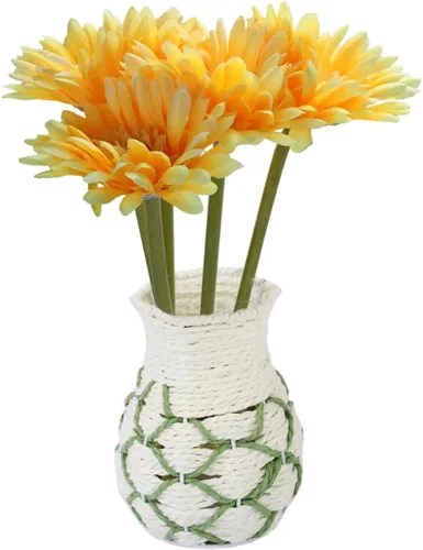 Miniatura 8 de VICASKY 5 piezas de plantas a granel, flores de imitación blancas, decoración de flores, plantas decorativas, flor sintética, gerbera, margarita