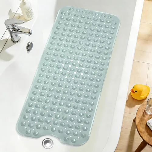 Miniatura 35 de Tapete de ducha negro antideslizante de 17 x 30 pulgadas, tamaño estándar, tapete de baño de burbujas suaves para ducha interior, tapete de baño