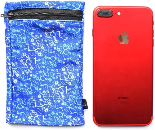 Miniatura 4 de Muñequera con 2 bolsillos, cartera, para teléfono celular, para tobillo, banda de sudor, para brazo, bolsa oculta, para viajar, correr, Azul