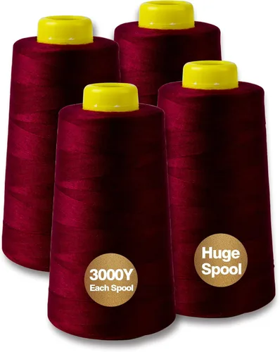 Miniatura 20 de Hilo de serger jaspeado, hilo multiusos para costura, poliéster, 4 conos de 3000 yardas cada carrete para máquina de coser 4 Arco iris