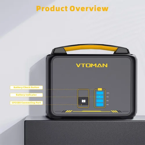 Miniatura 5 de VTOMAN Jump 600X Batería extra 640Wh para Jump 600X Estación de energía portátil, LiFePO4 (LFP) Batería de expansión de reserva con protección BMS