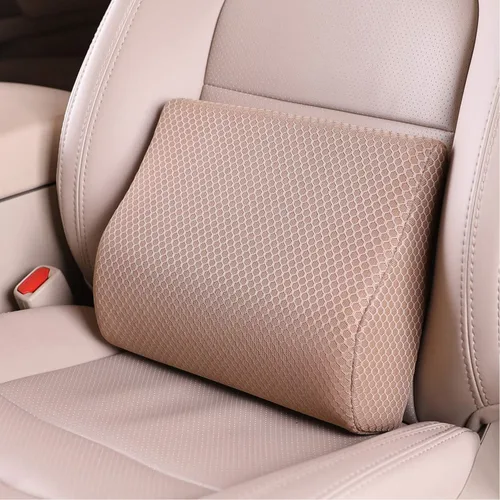 Miniatura 12 de Almohada de apoyo lumbar de espuma viscoelástica para coche - Soporte para la espalda para asiento de coche (Beige)