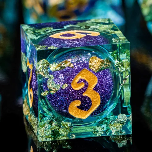 Miniatura 17 de ARUOHHA - Juego de dados azules de resina DND de 7 piezas, juego de dados translúcidos hechos a mano para RPG, juego de dados poliédricos de borde