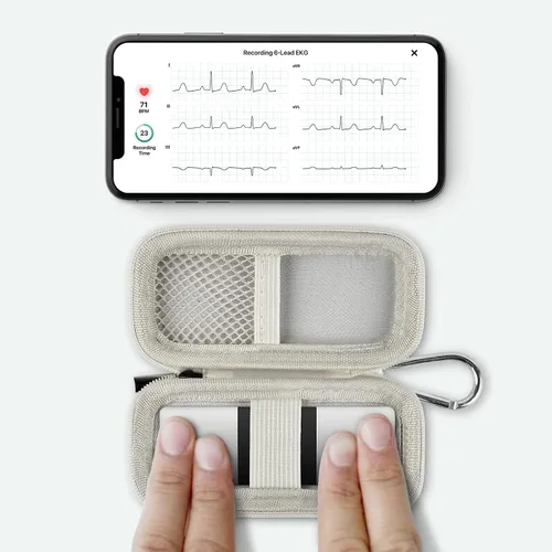 Miniatura 2 de Funda para monitor cardíaco compatible con AliveCor Kardia Mobile ECG/para KardiaMobile 6L para dispositivos Apple y Android, solo funda (blanco)