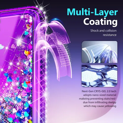 Miniatura 190 de NGB - Funda de teléfono diseñada para Samsung Galaxy S9+ Plus, morado/azul, con purpurina líquida para mujeres y niñas, con protector de pantalla