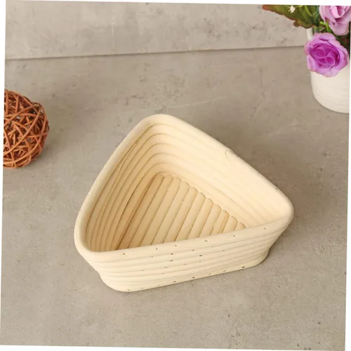 Miniatura 7 de HEMOTON Cesta de prueba tejida a mano, 2 unidades, triangular, suministros para hornear, color caqui, para panaderos caseros para masa madre