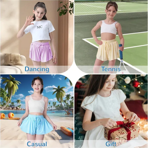 Miniatura 4 de Pantalones cortos fluidos con diseño de mariposa para niñas, pantalones cortos deportivos para niñas, pantalones cortos de mariposa para niños