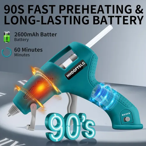 Miniatura 2 de Pistola de pegamento caliente inalámbrica con 30 barras de pegamento premium, pistola de pegamento inalámbrica de 20 W, precalentamiento rápido