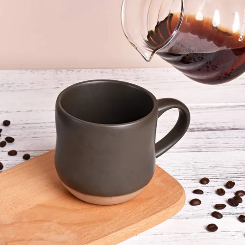 Miniatura 5 de Bosmarlin Taza grande de cerámica moteada para café, 17 onzas, apta para lavavajillas y microondas, 1 unidad (negro, 1)