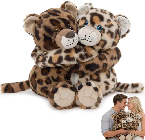 Miniatura 8 de MorisMos Dúo de Animales de Peluche de Leopardo, Congelables y Aptos para Microondas, Juguete de Leopardo de Brazos Largos para Abrazar, Almohadilla