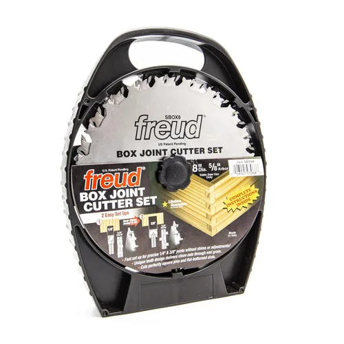 Freud Juego de cortador de juntas de caja de 8 pulgadas con carburo de alta densidad Tico para juntas cuadradas perfectas, incluye 2 cuchillas,