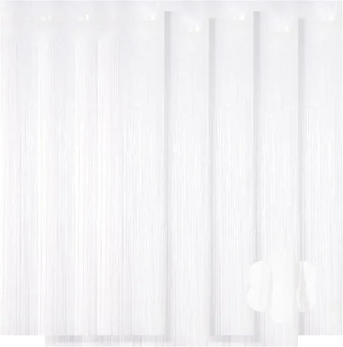 Miniatura 17 de Paquete de 5 cortinas de papel de aluminio negro de 3.2 x 9.8 pies, cortinas de oropel metálico con flecos, telón de fondo para cabina de fotos