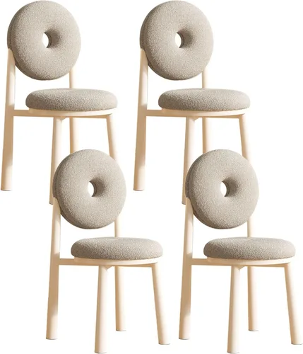 Miniatura 14 de Donut Dining Chairs,Makeup Chair,Kitchen Room Chairs Nordic Back, Dining Room with Metal Legs,Living Room Chair for Home Bedroom Cream Wind Brownish