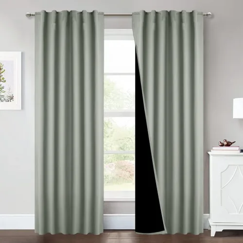 Miniatura 25 de NICETOWN Paneles de cortinas totalmente opacas para dormitorio que reducen el frío, cubiertas de ventana súper gruesas aisladas, cortinas Biscotti