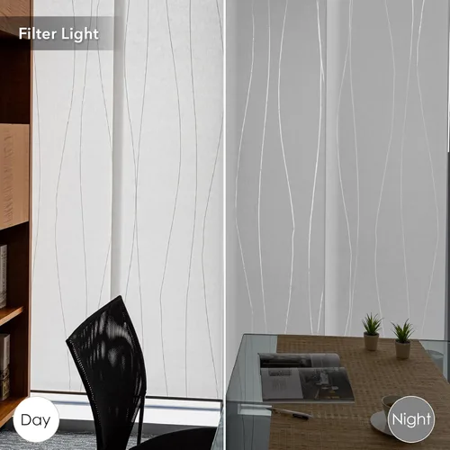 Miniatura 4 de GoDear Design Persianas de panel deslizante ajustable, persianas verticales blancas, pista extensible de 45.8 a 86 pulgadas de ancho, cortinas