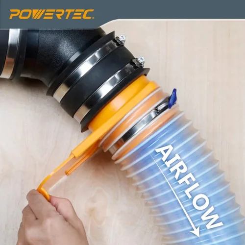Miniatura 5 de POWERTEC Manguera de recolección de polvo de 3" x 20', manguera flexible de PVC colector de polvo de 3 pulgadas para sierra de mesa, cepilladora