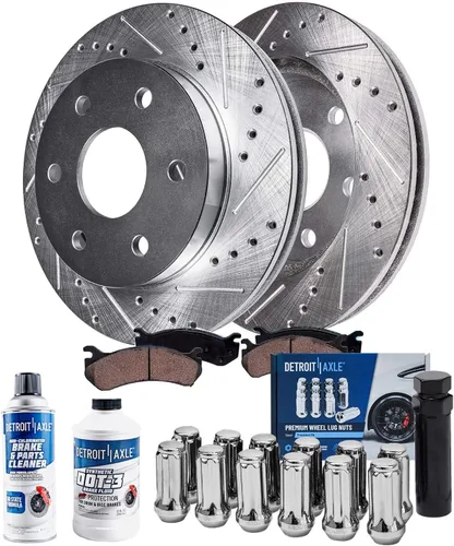 Miniatura 32 de Detroit Axle - Kit de frenos para Acura TSX 2009-2010 Honda Accord 2008-2011 Rotores de freno perforados y ranurados Pastillas de freno de cerámica