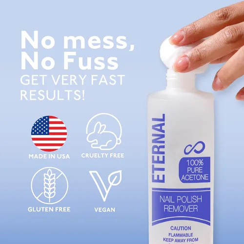 Miniatura 2 de Eternal - Acetona pura al 100% – Removedor de esmalte de uñas rápido y profesional, ultra potente, para uñas naturales, gel, acrílico, laca