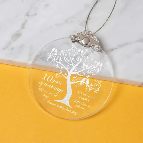 Adorno de 10 años para él y ella, regalo de 10º aniversario de boda, 10º para pareja, 10 años para esposa, marido, adorno de Navidad de 3 pulgadas