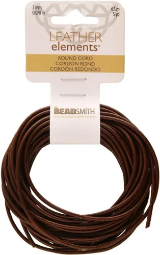 Miniatura 144 de The Beadsmith Cordón de cuero – Negro – Bobina de 0.039 in – 5 yardas/14.8 ft – Tanga de cuero indio ideal para trenzar, cuentas, collares, cordones