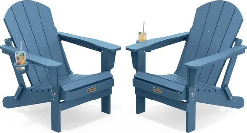 Miniatura 82 de SERWALL - Silla plegable Adirondack para patio, jardín, exterior, resistente a la intemperie, sillas para hoguera, color naranja