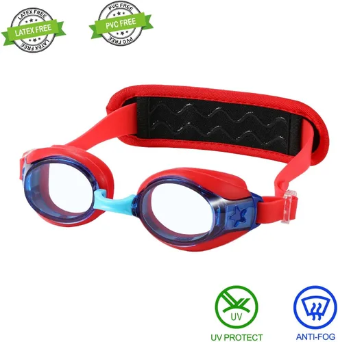 Miniatura 2 de Gafas de natación para niños de 2 a 6 años, gafas para niños sin jalar el cabello, gafas para niños con banda para la cabeza acolchada