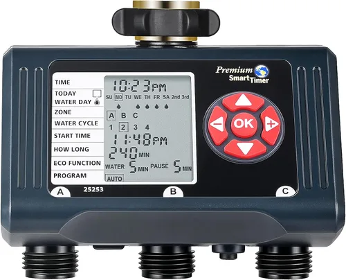 Miniatura 8 de DEWENWILS Temporizador de manguera de agua de 2 zonas: temporizador de rociador programable con retardo de lluvia, riego manual y riego automático