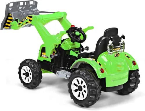 Miniatura 9 de Costzon Excavadora para montar, vehículos de construcción a batería de 12V para niños con cargador frontal, bocina, cinturón de seguridad, ruedas