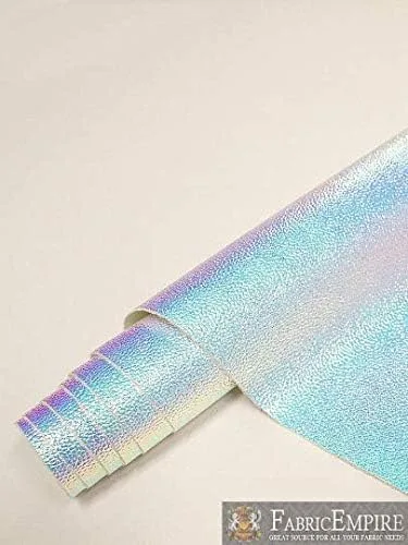 Miniatura 3 de Fabric Empire Tapicería de vinilo en relieve holograma de piel brillante holograma material de tela holográfica azul claro 54 pulgadas de ancho