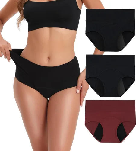 Miniatura 7 de INNERSY Ropa Interior para Período Menstrual para Mujeres, Antiderrames, de Cintura Alta, de Algodón, Pack de 3