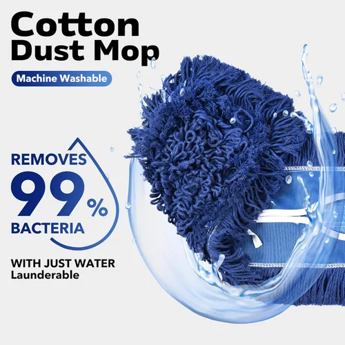 Miniatura 2 de Matthew Cleaning - Cabezales de repuesto lavables de algodón de resistencia industrial de 24 pulgadas para uso residencial y comercial, ajuste a Azul