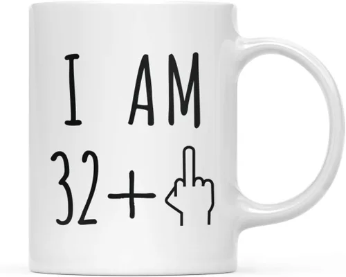 Miniatura 67 de Andaz Press Divertida taza de café de 11 onzas, regalo de broma de cumpleaños, I Am 49 + 1 dedo medio, 1 paquete, ideas de regalo de cumpleaños 50