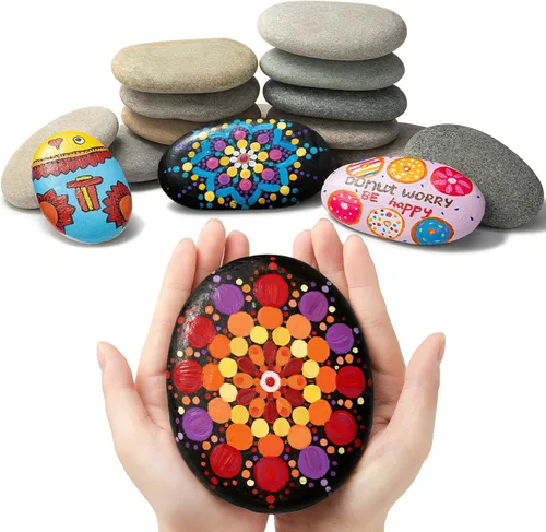 Miniatura 9 de Simetufy 20 rocas para pintar, rocas de pintura planas naturales de 1-2 pulgadas, piedras lisas para manualidades, artes, decoración, rocas