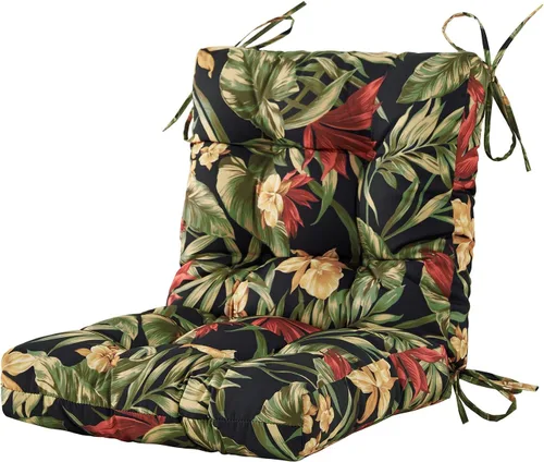 ARTPLAN Cojines para silla de exterior y respaldo bajo, 40 x 20 x 4 pulgadas, cojín de mimbre grueso copetudo para patio exterior con lazos para
