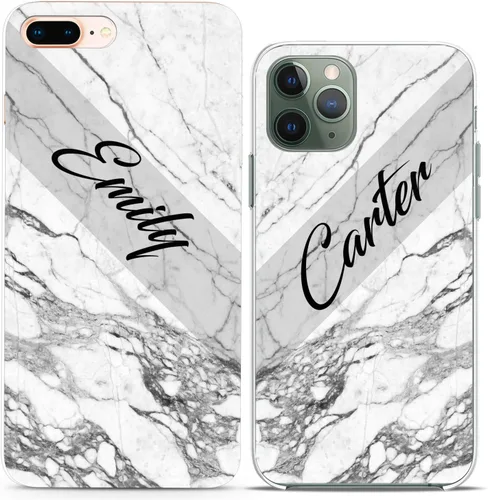Miniatura 10 de Fundas a juego para parejas compatibles con iPhone 16 15 14 13 12 11 Pro Max Mini Xs X 6s 8 Plus 7+ Xr 10 SE 5 personalizado de madera con nombre