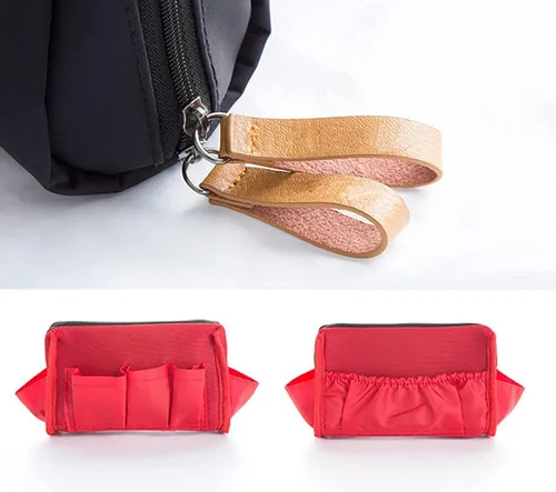 Miniatura 3 de Pequeña bolsa de maquillaje para bolso, bolsa de maquillaje, pequeña bolsa de cosméticos, mini bolso portátil para mujeres y niñas, Negro