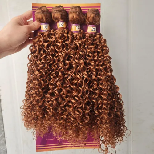 Miniatura 12 de Extensiones de cabello rizado afro rizado, sintético, tejido rápido, extensiones de cabello de fibra de alta temperatura para mujeres, color negro