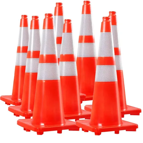 Miniatura 9 de BESEA Conos de tráfico de 12 pulgadas, conos de entrenamiento de fútbol, cono de estacionamiento de carretera con collar altamente reflectante de 4