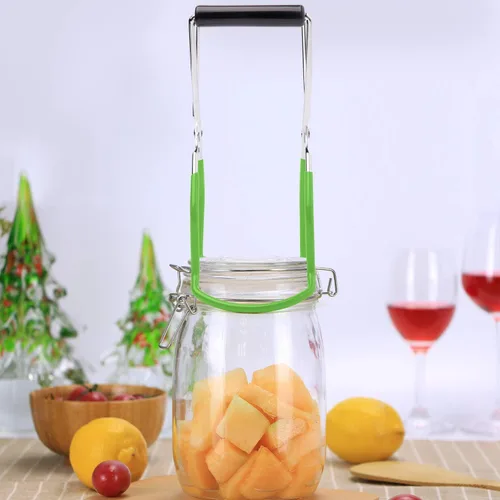 Miniatura 5 de Pinzas elevadoras de tarros de acero inoxidable con mango de agarre para cocina casera (verde)