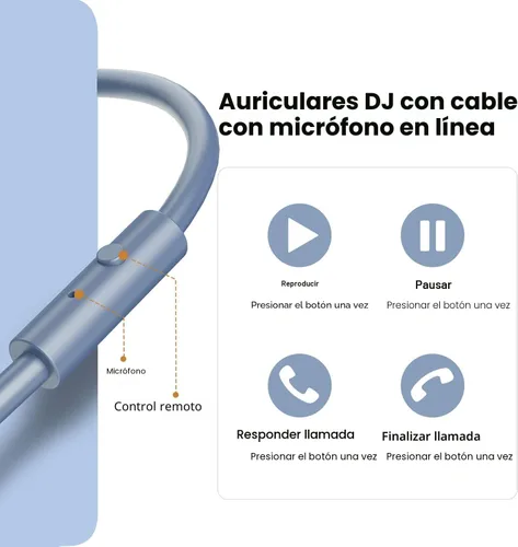 Miniatura 7 de OneOdio Auriculares Bluetooth A70 sobre la oreja, auriculares inalámbricos con tiempo de reproducción de 72 horas, alta resolución, conector de Azul