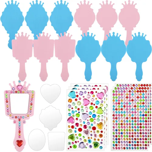 Miniatura 7 de Liliful Paquete de 12 kits de espejo de espuma princesa, decora tus propios espejos de princesa, suministros para fiestas infantiles, juguetes