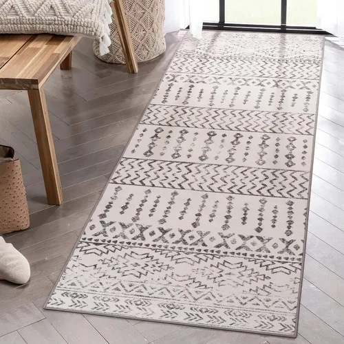 Miniatura 33 de Art&Tuft Alfombra de área de 8 x 10 pies, súper suave, ultrafina, marroquí, lavable, antideslizante, para sala de estar, plegable, geométrica, Gris
