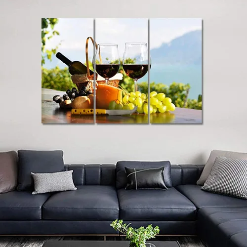 Miniatura 41 de Obra de arte para paredes del hogar, 3 paneles de letras de vino tinto, pinturas de corcho, impresiones HD, arte de pared de corcho de vino sobre
