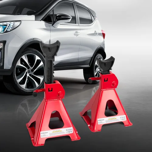 Miniatura 8 de Jack Stands 3 toneladas (6,500 lb) de acero de capacidad, 1 par de soportes de elevación rojos ajustables