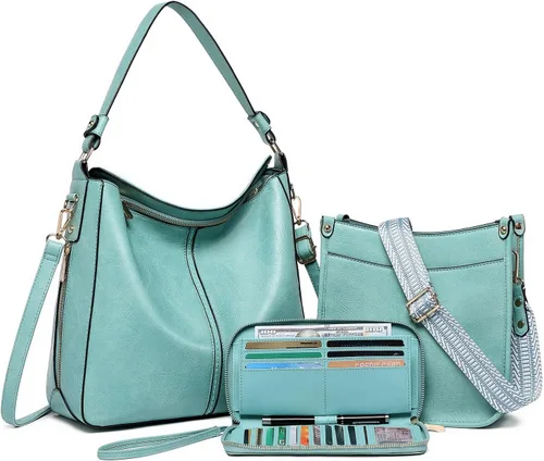 Miniatura 11 de Carteras para Mujeres 3PCS, Juego de Bolsos Cruzados Bolso Grande de Cuero Carteras de Hombro con Billetera Correas Ajustables para Damas Tote