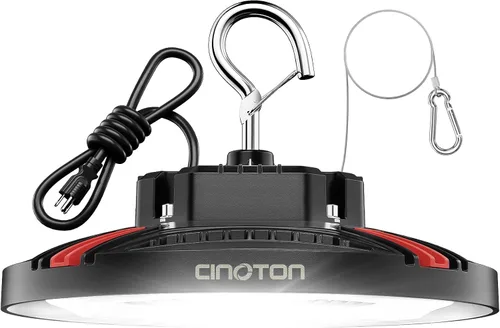 CINOTON Luz LED UFO de Bahía Alta de 100W, Luces LED de Aluminio para Tienda con 15000LM, Iluminación de Bahía Comercial de 5000K para Almacén
