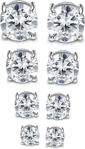 Jstyle Aretes magnéticos de 0.15 a 0.27 pulgadas para hombres y mujeres, brillantes y redondos, con circonita cúbica para orejas sin perforar,