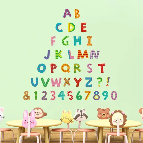 Miniatura 10 de Calcomanías de pared con letras ABC, calcomanías del alfabeto para decoración de habitación de niños, decoración de pared para guardería, decoración