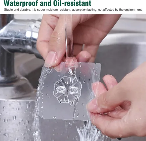 Miniatura 6 de Paquete de 24 ganchos autoadhesivos resistentes, 33 libras máximo, transparentes, impermeables, ganchos de pared adhesivos para llaves, baño, ducha